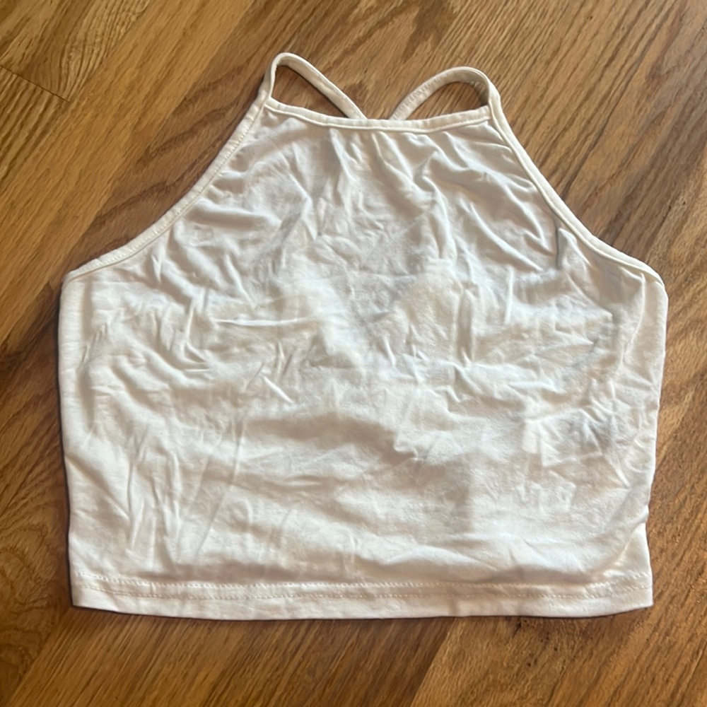 White high neck tank top